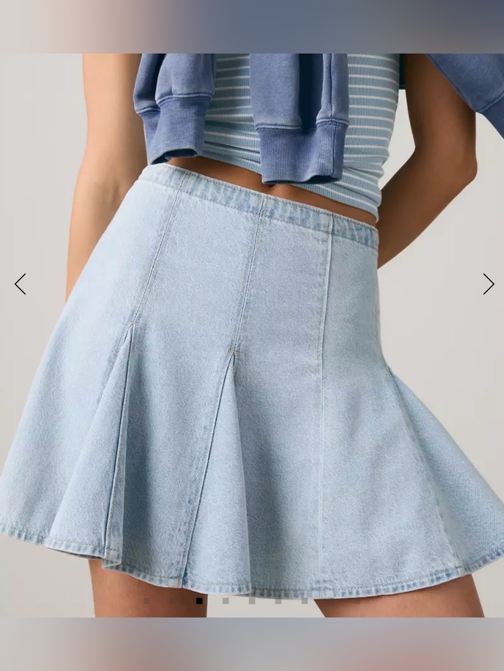 Levis Pleated Denim Mini Skirt 27 Light Wash Blokette Blue Tennis Skater Boho